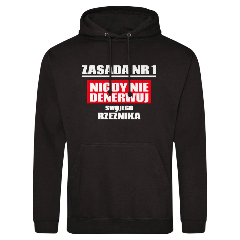 Zasada Nr 1 - Nigdy Nie Denerwuj Swojego Rzeźnika - Męska Bluza z kapturem Czarna