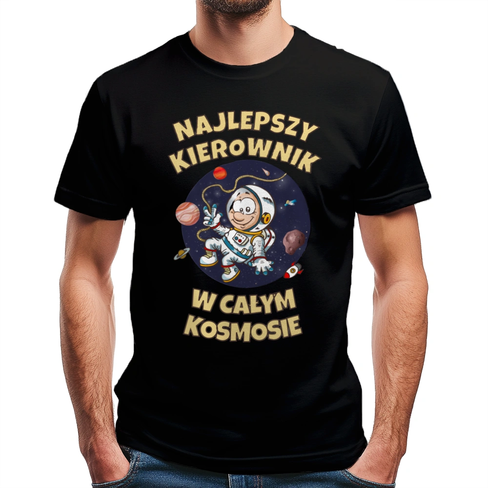 Najlepszy Kierownik W Całym Kosmosie - Męska Koszulka Czarna