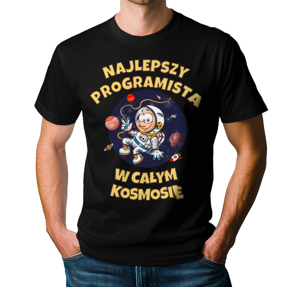 Najlepszy Programista W Całym Kosmosie - Męska Koszulka Czarna