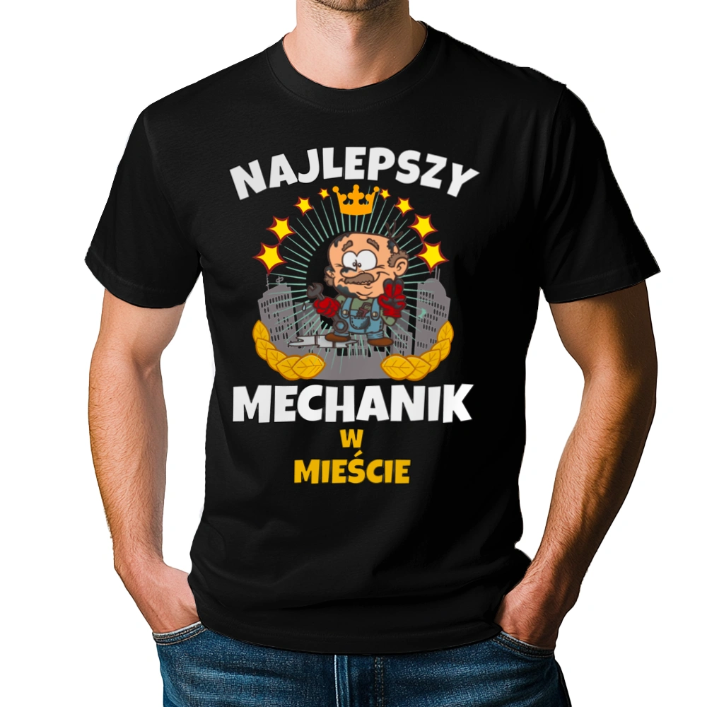 Najlepszy Mechanik W Mieście - Męska Koszulka Czarna