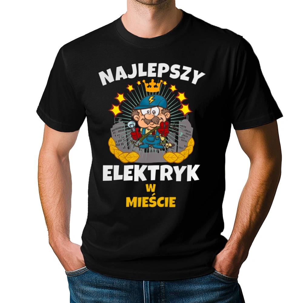 Najlepszy Elektryk W Mieście - Męska Koszulka Czarna