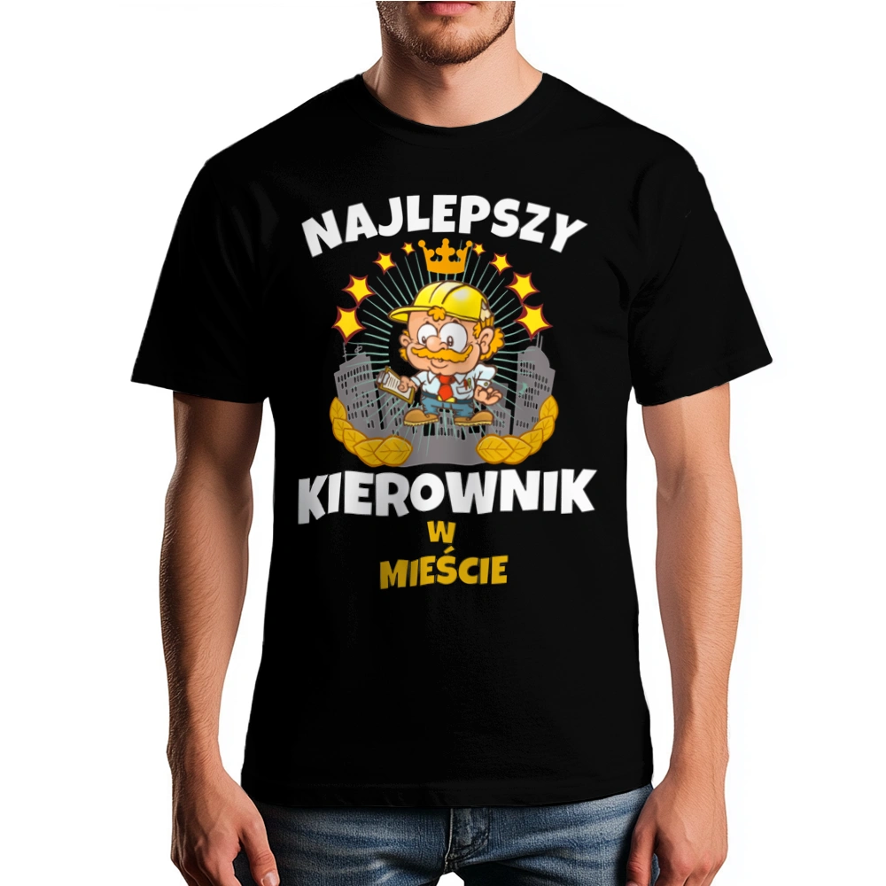 Najlepszy Kierownik W Mieście - Męska Koszulka Czarna