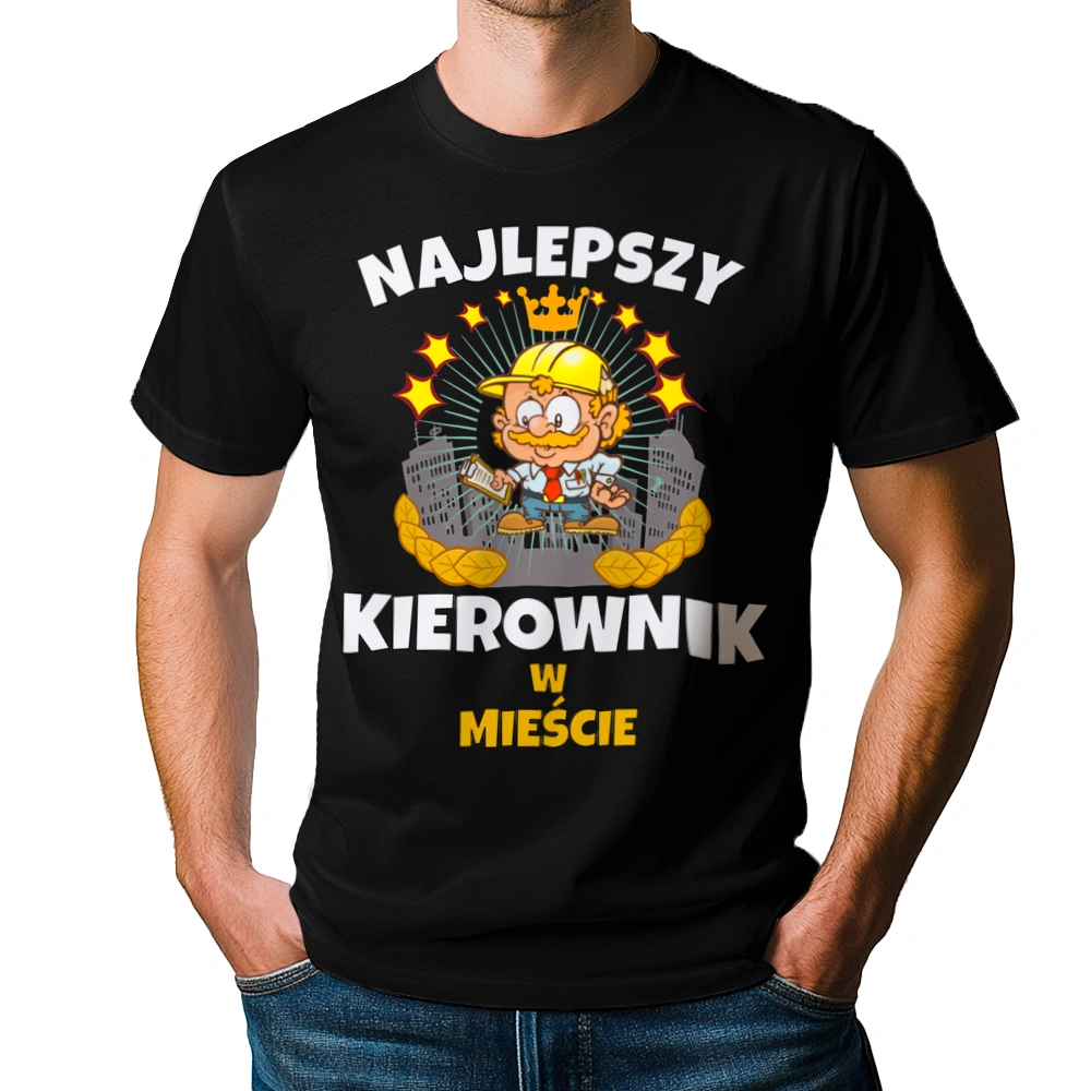 Najlepszy Kierownik W Mieście - Męska Koszulka Czarna