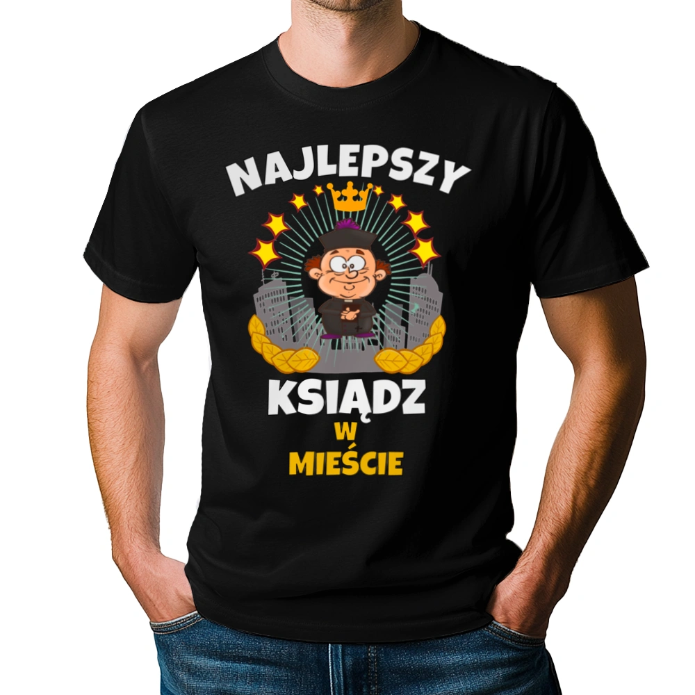 Najlepszy Ksiądz W Mieście - Męska Koszulka Czarna