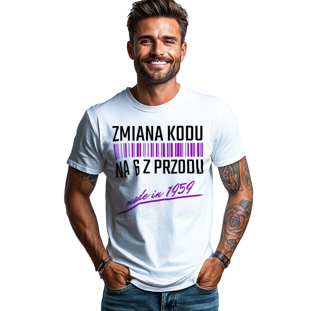 Zmiana Kodu Na 6 Z Przodu Urodziny 65 Lat 1958 - Koszulka Biała