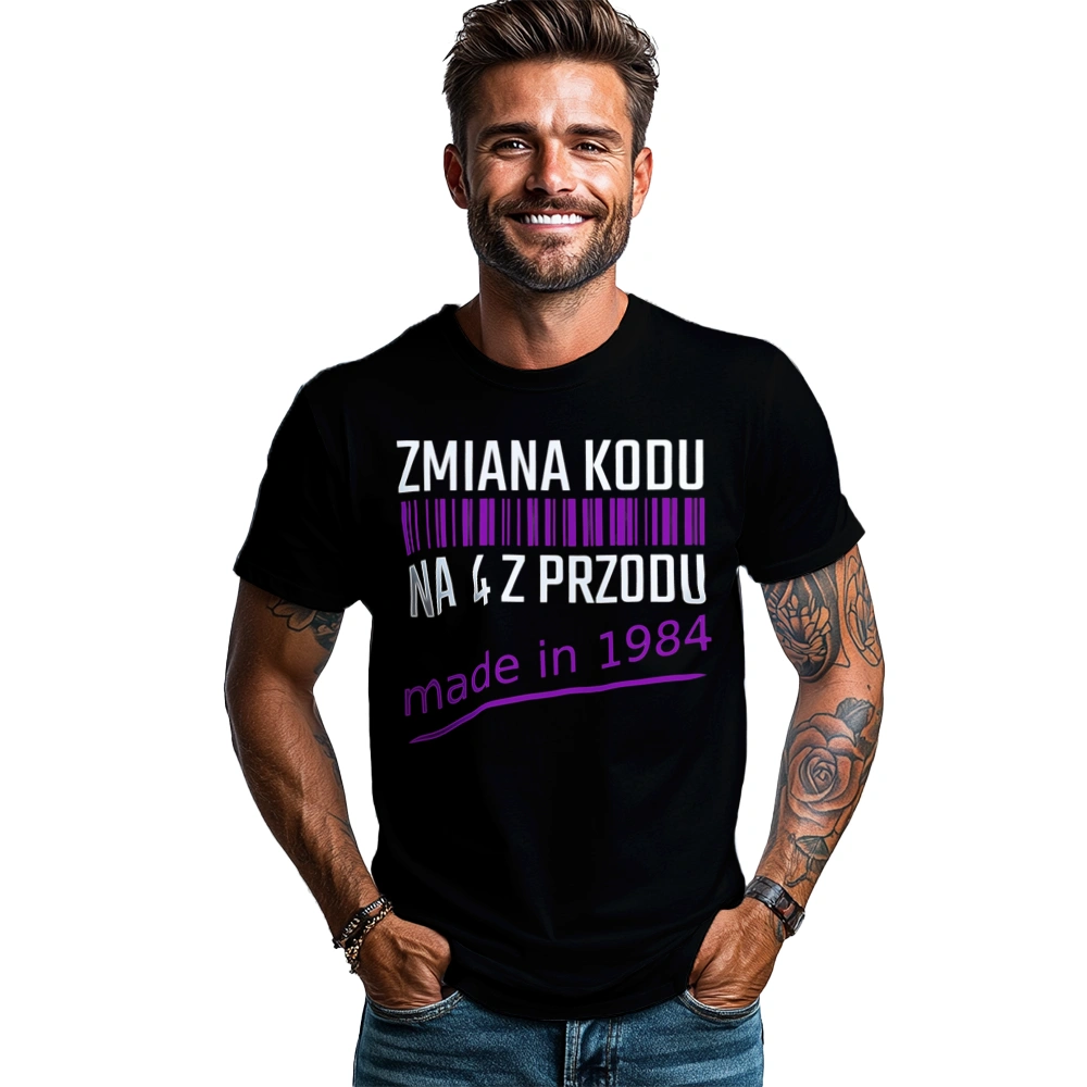 Zmiana Kodu Na 4 Z Przodu Urodziny 40 Lat 1983 - Męska Koszulka Czarna