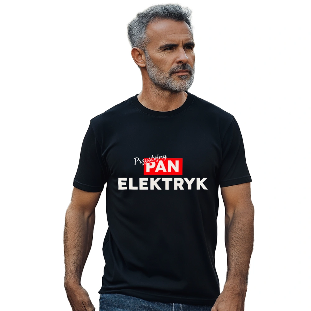 Przystojny Pan Elektryk - Męska Koszulka Czarna