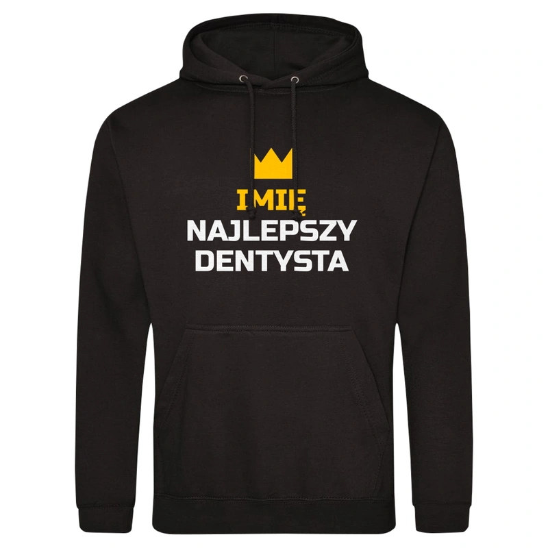 Twoje Imię Najlepszy Dentysta - Męska Bluza z kapturem Czarna