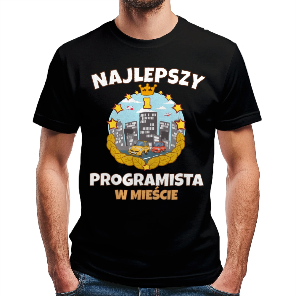 Najlepszy Programista W Mieście - Męska Koszulka Czarna