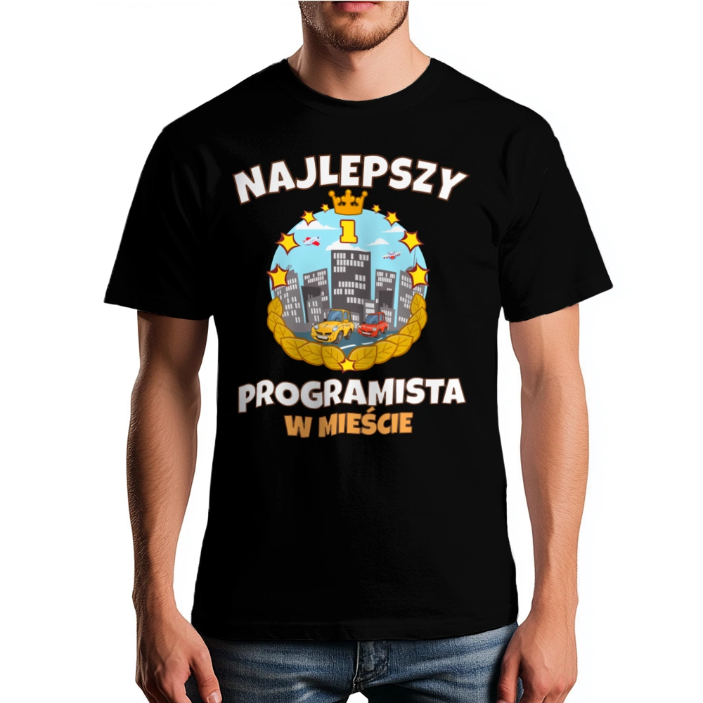 Najlepszy Programista W Mieście - Męska Koszulka Czarna