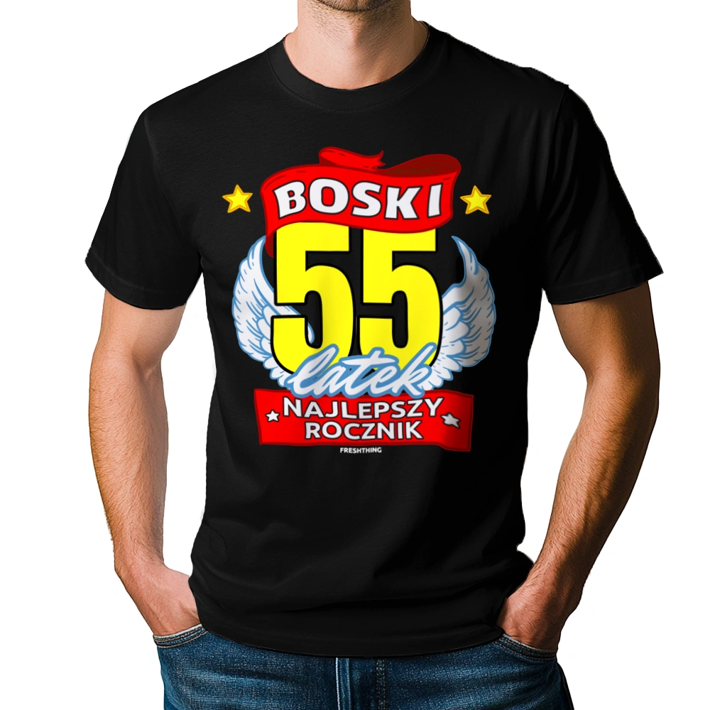 Boski 55Latek - Męska Koszulka Czarna