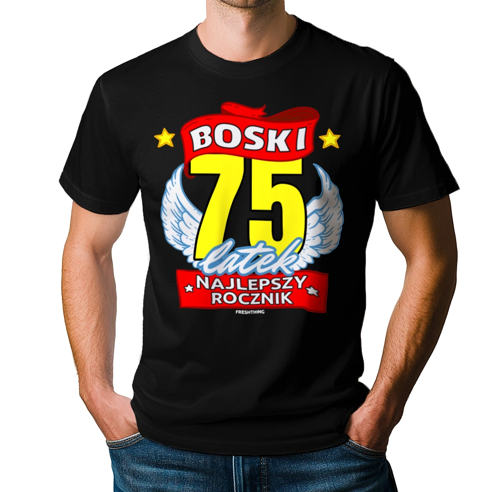 Boski 75Latek - Męska Koszulka Czarna