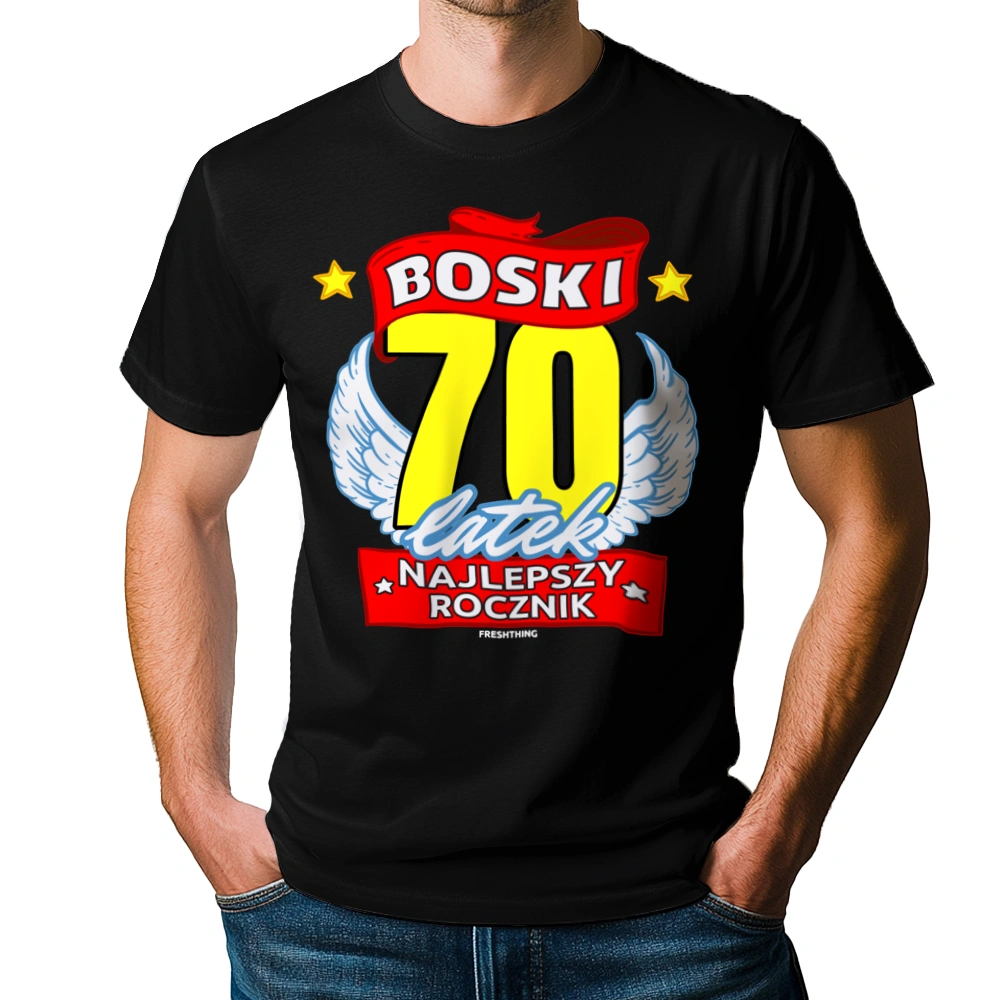 Boski 70Latek - Męska Koszulka Czarna