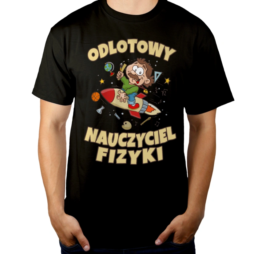 Odlotowy Nauczyciel Fizyki - Męska Koszulka Czarna