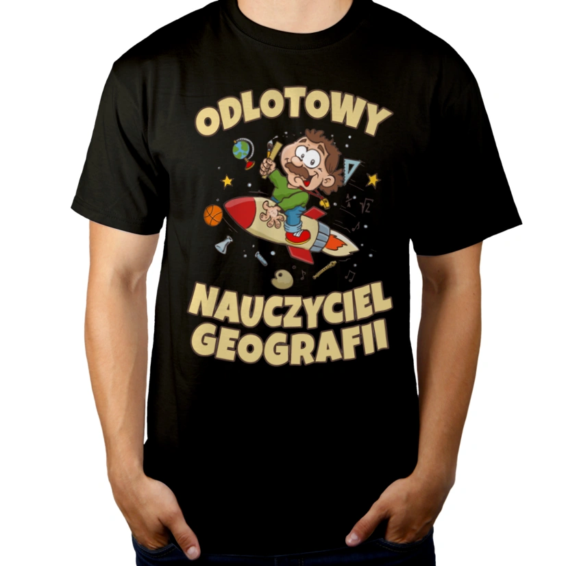 Odlotowy Nauczyciel Geografii - Męska Koszulka Czarna