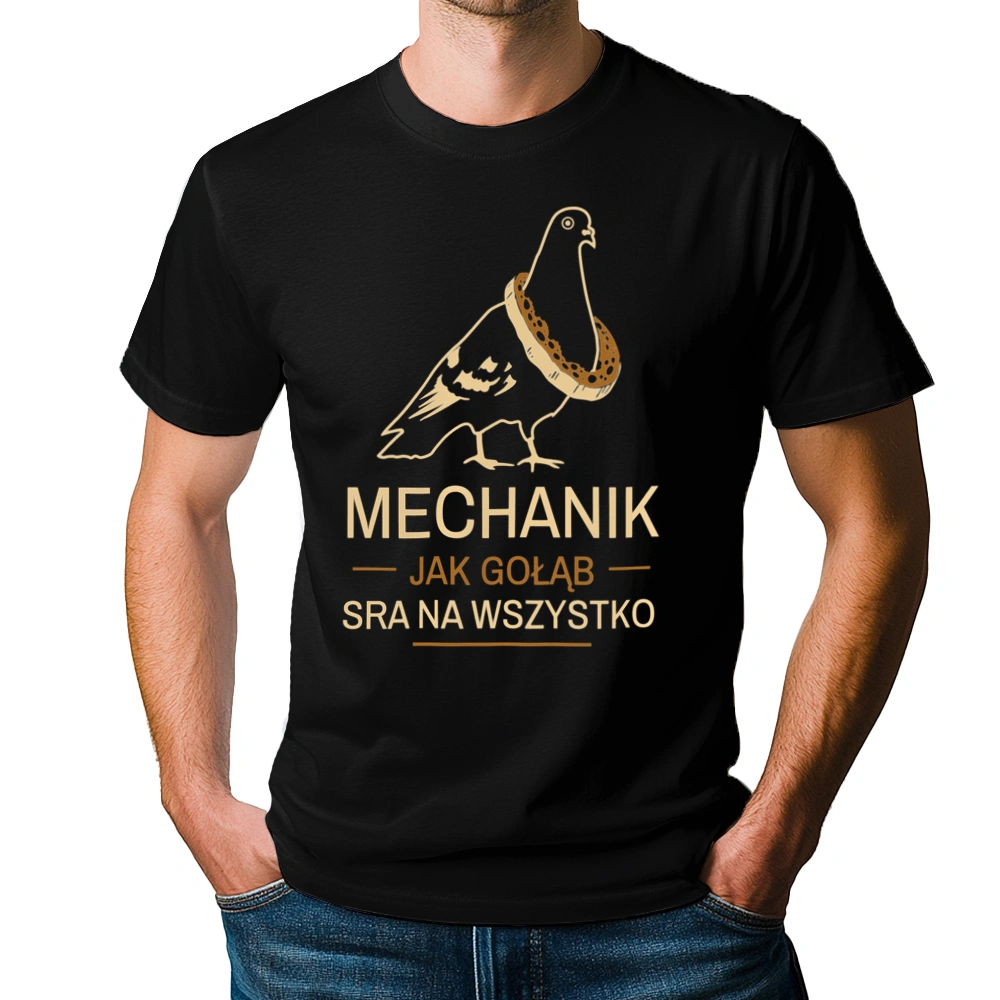 Mechanik Jak Gołąb - Męska Koszulka Czarna