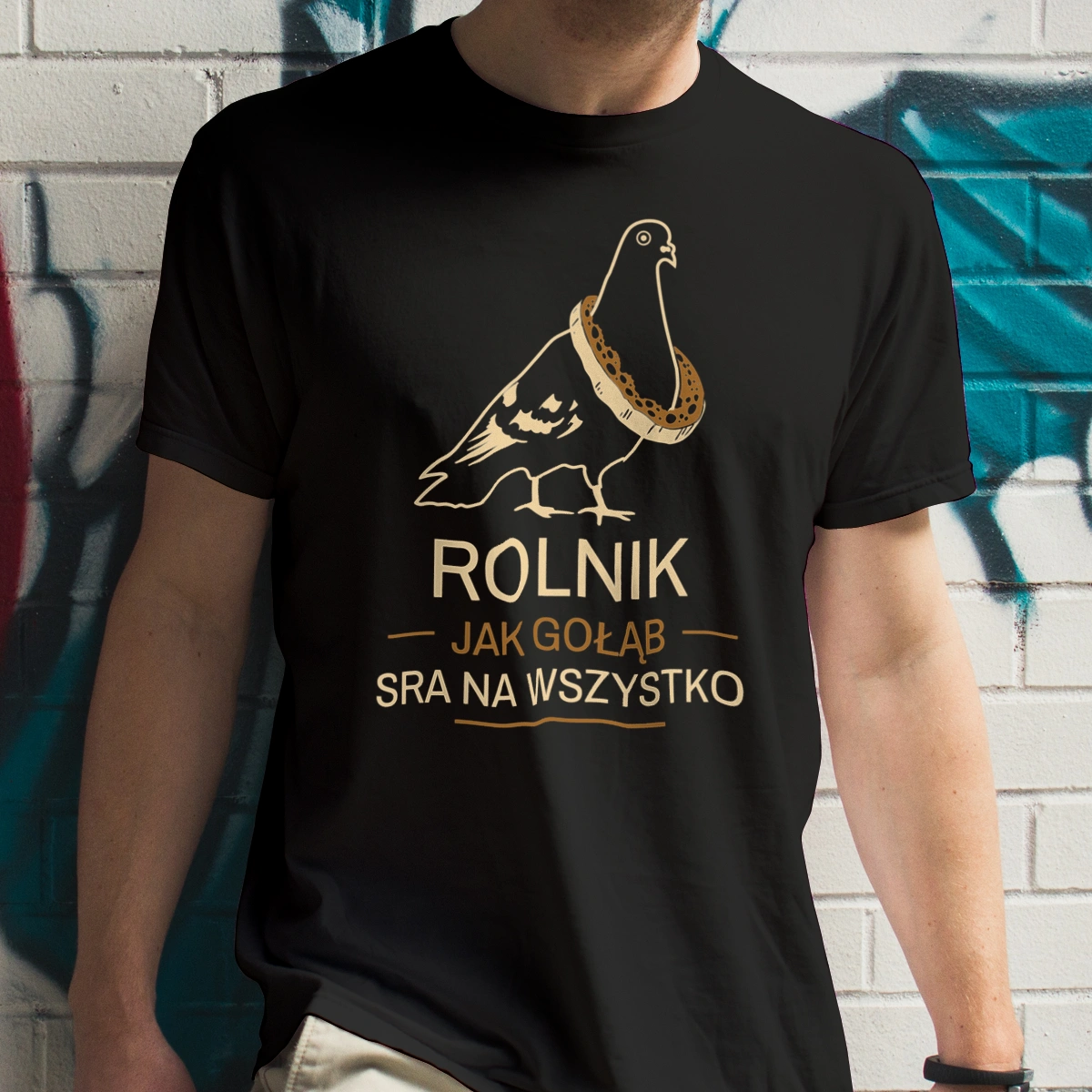 Rolnik Jak Gołąb - Męska Koszulka Czarna