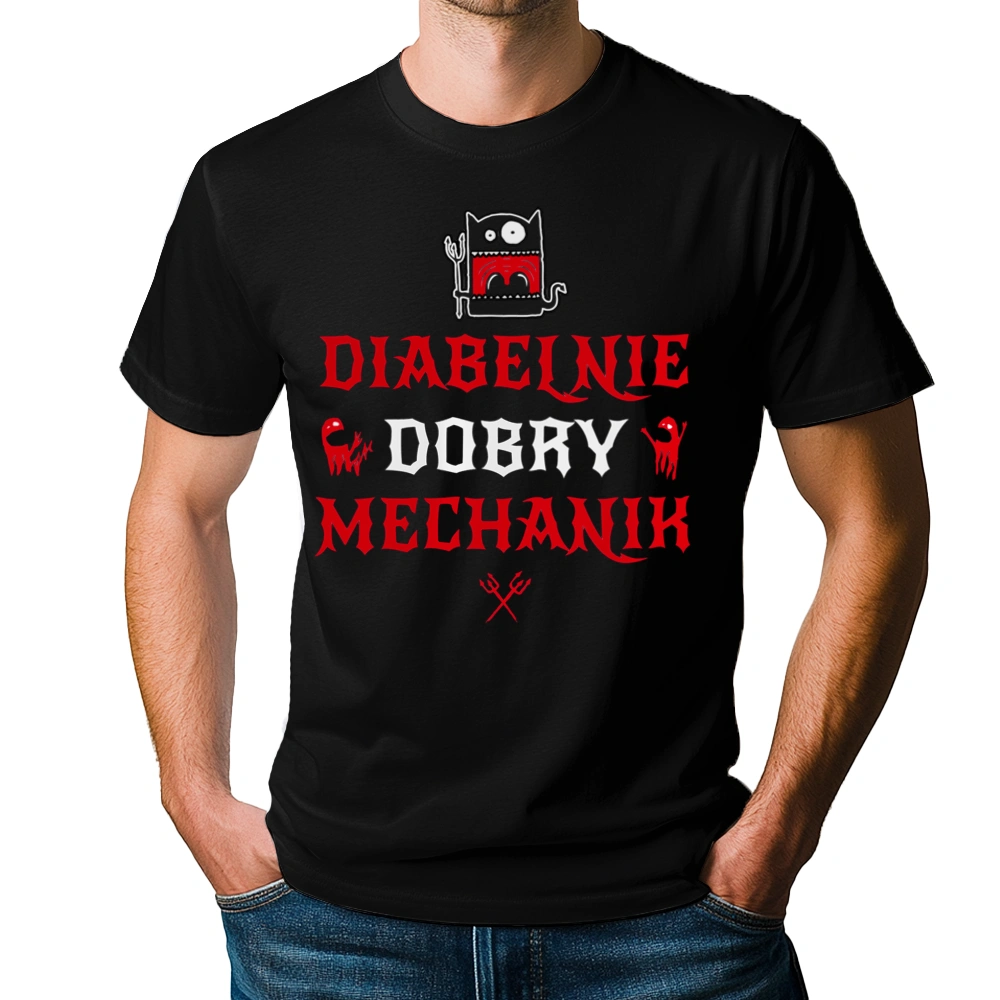 Diabelnie Dobry Mechanik - Męska Koszulka Czarna