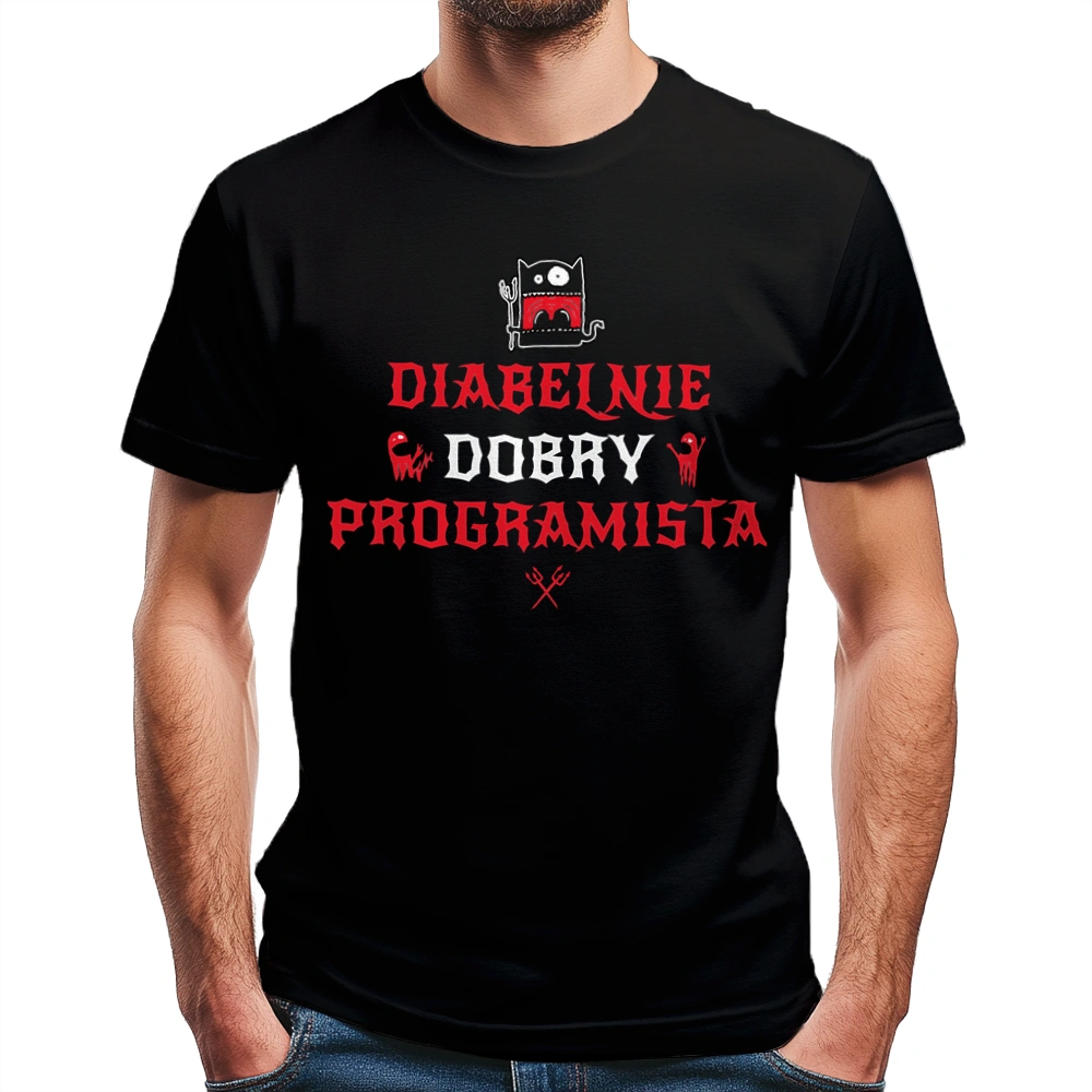 Diabelnie Dobry Programista - Męska Koszulka Czarna