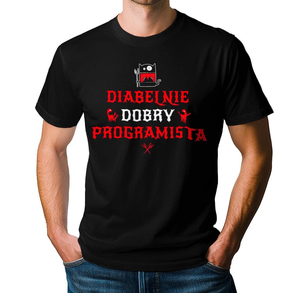 Diabelnie Dobry Programista - Męska Koszulka Czarna