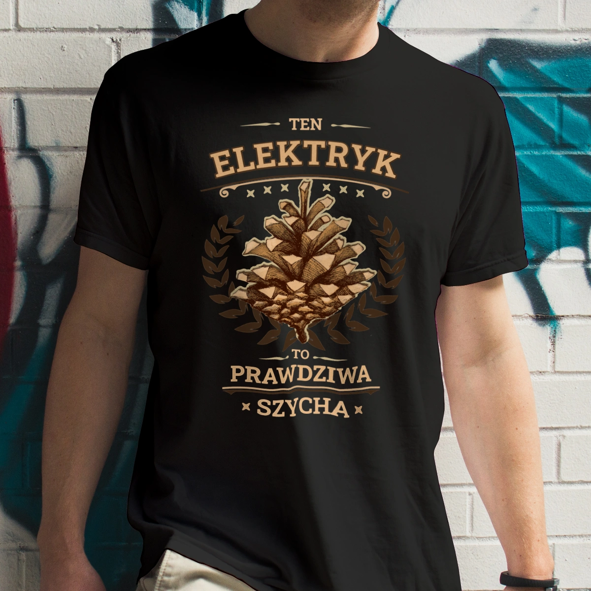 Ten Elektryk To Prawdziwa Szycha - Męska Koszulka Czarna