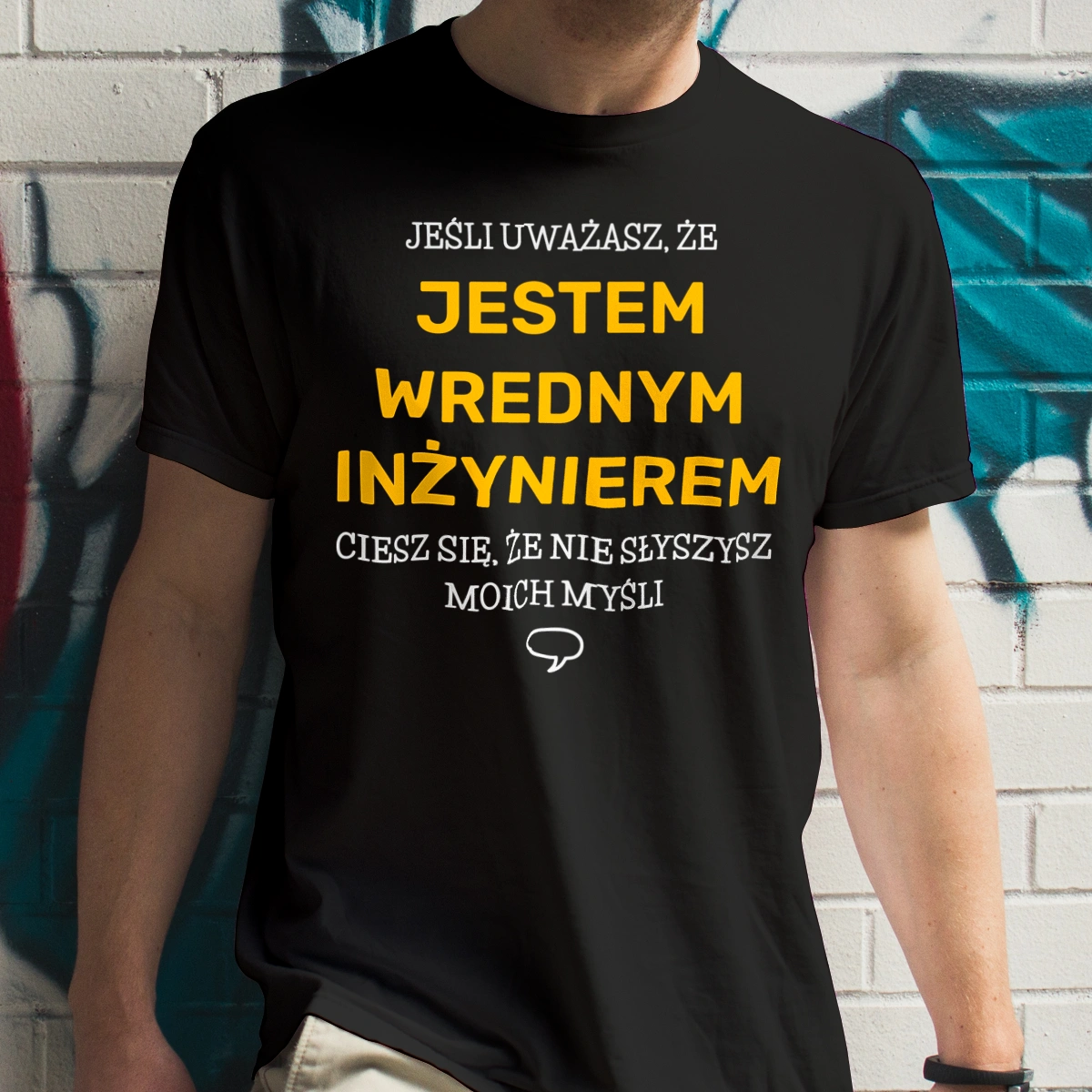 Wredny Inżynier - Męska Koszulka Czarna