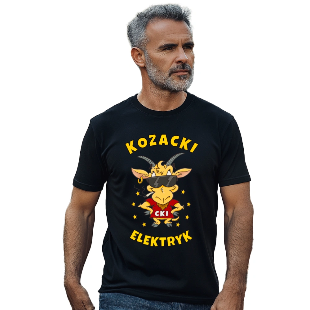 Kozacki Elektryk - Męska Koszulka Czarna