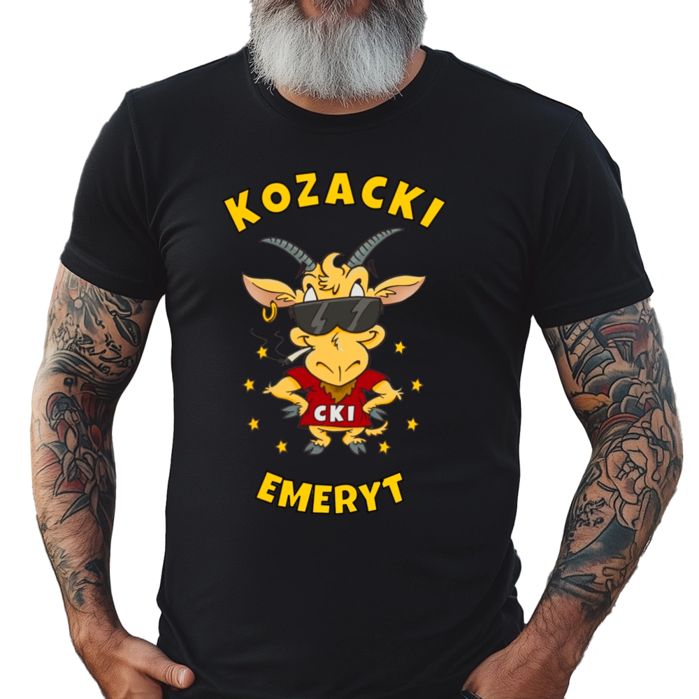 Kozacki Emeryt - Męska Koszulka Czarna