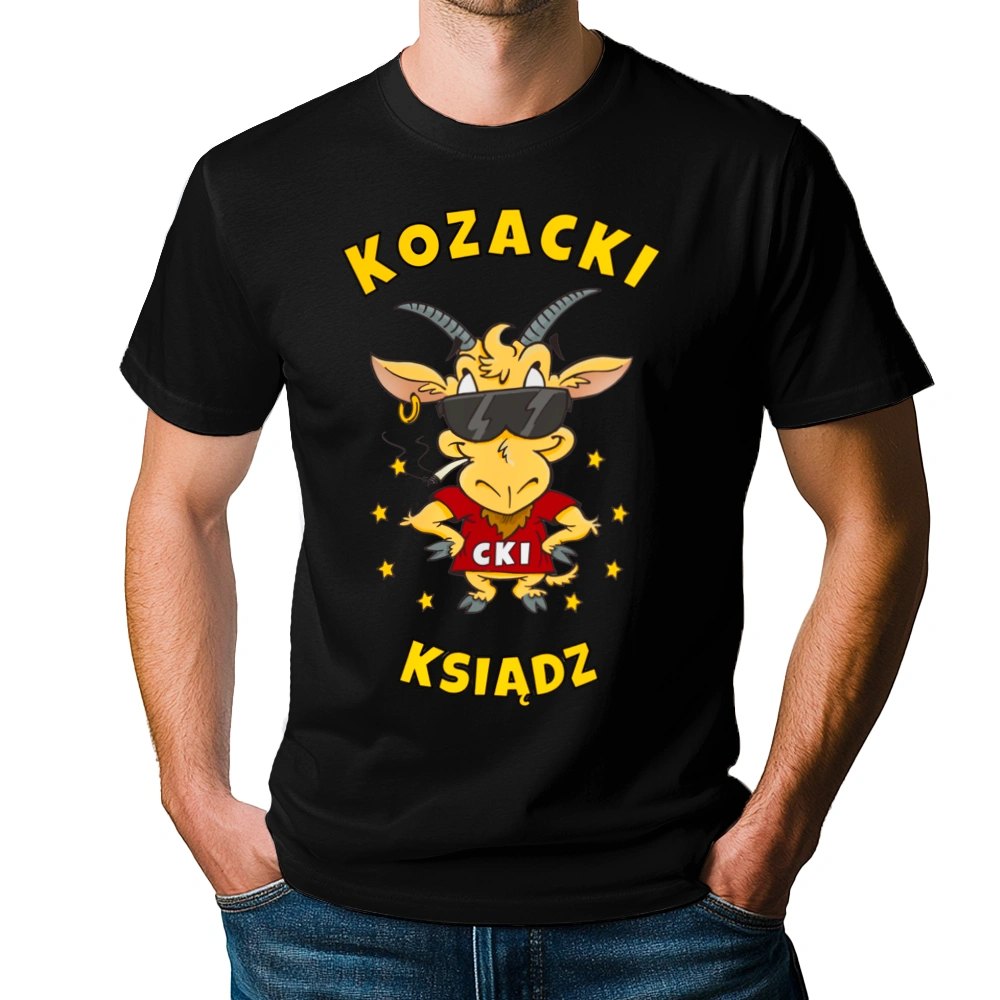 Kozacki Ksiądz - Męska Koszulka Czarna