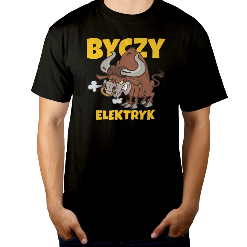 Byczy Elektryk - Męska Koszulka Czarna