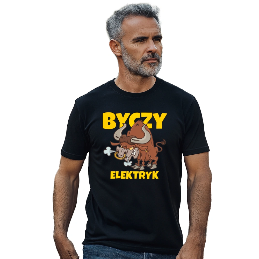 Byczy Elektryk - Męska Koszulka Czarna