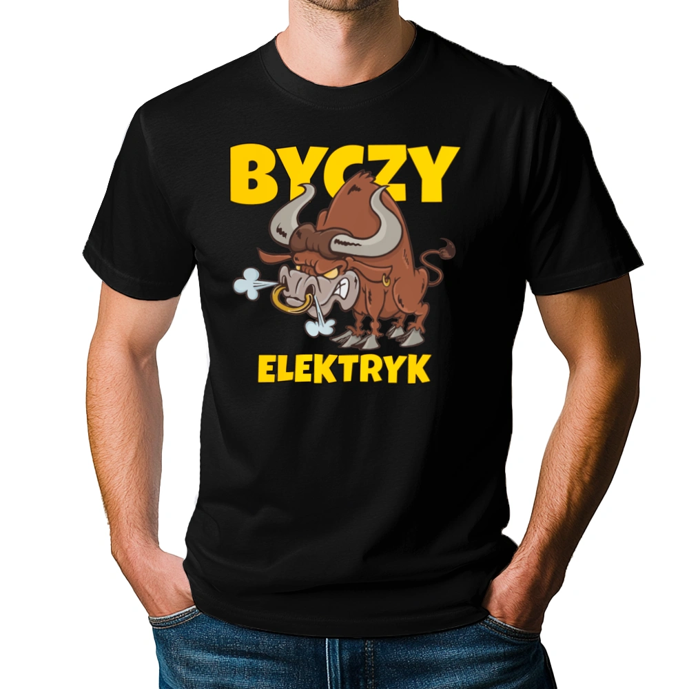 Byczy Elektryk - Męska Koszulka Czarna