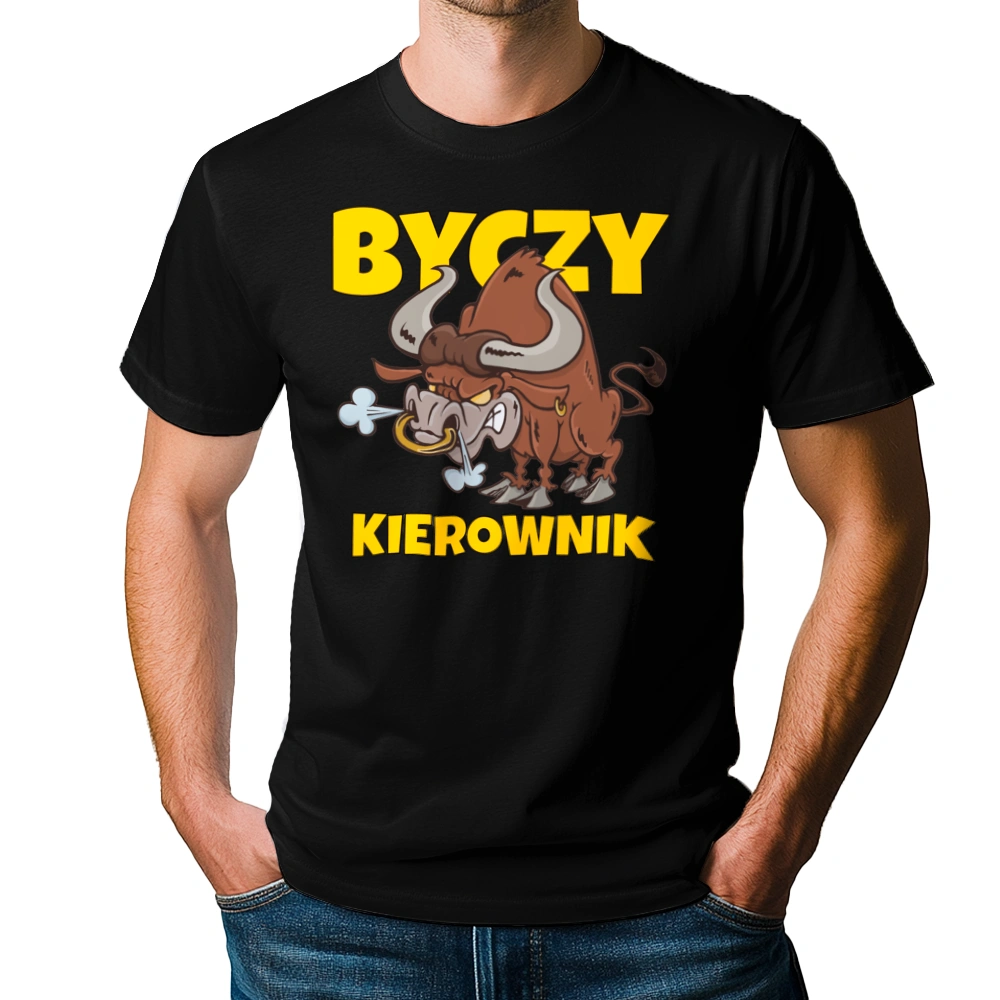 Byczy Kierownik - Męska Koszulka Czarna