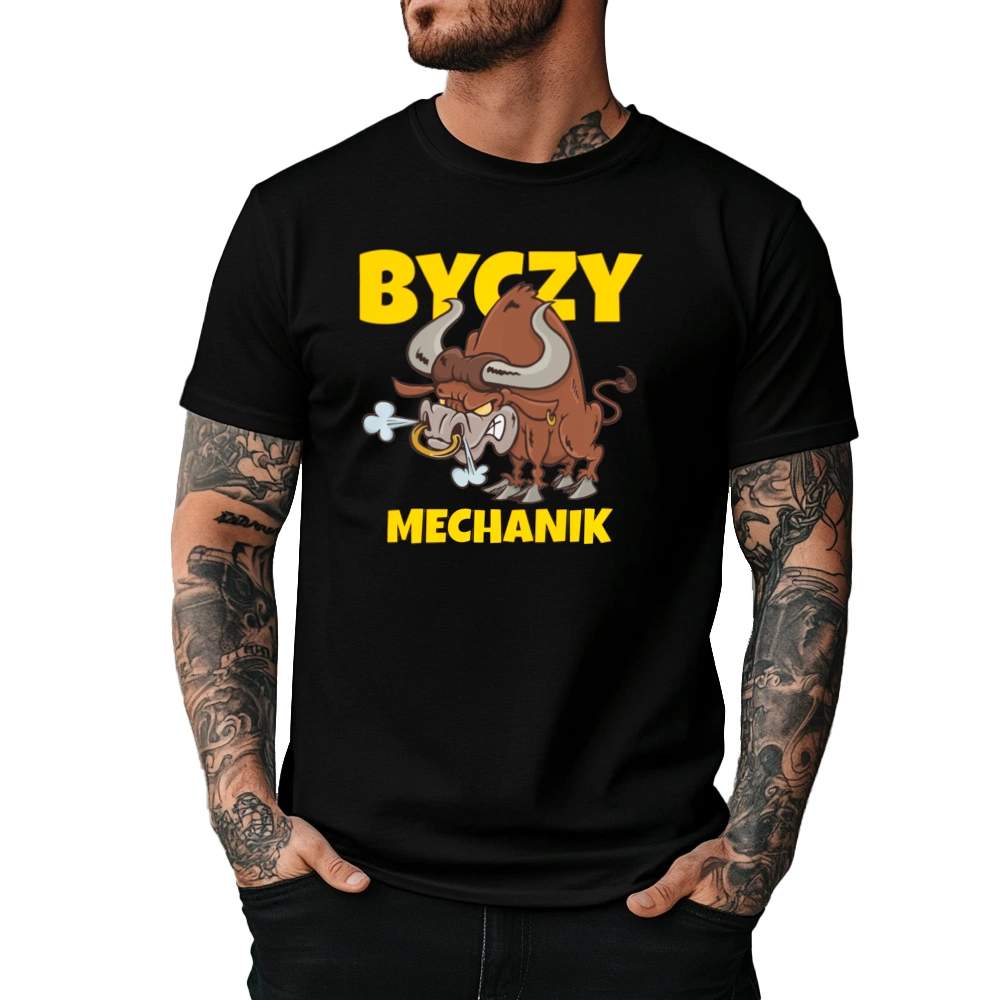 Byczy Mechanik - Męska Koszulka Czarna