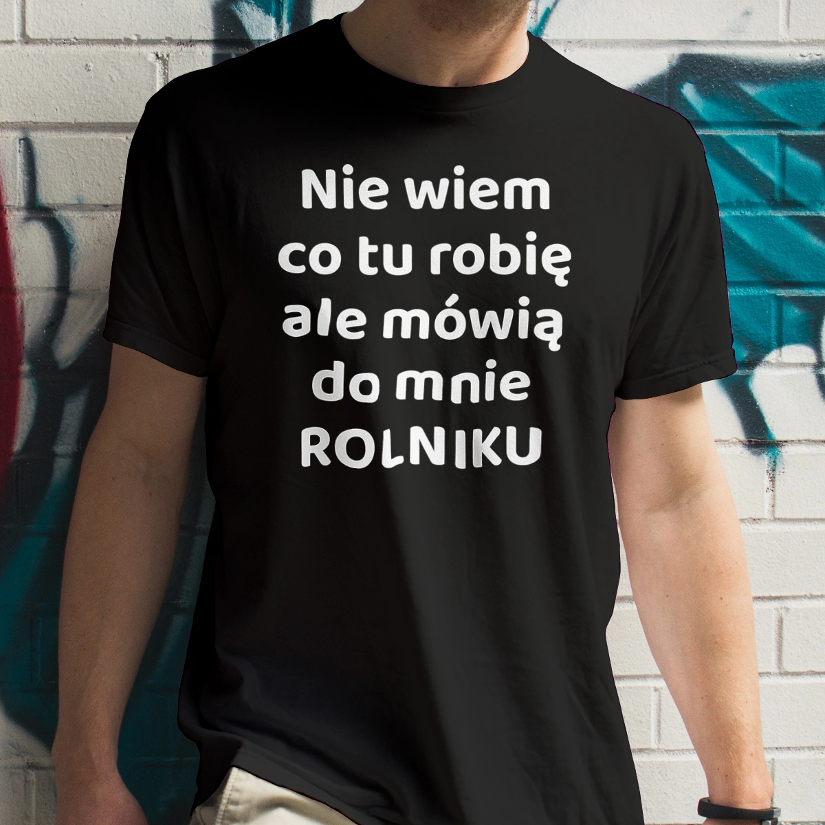 Nie Wiem Co Tu Robię Ale Mówią Do Mnie Rolniku - Męska Koszulka Czarna