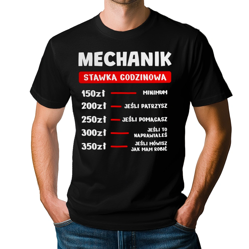 Stawka Godzinowa Mechanik - Męska Koszulka Czarna