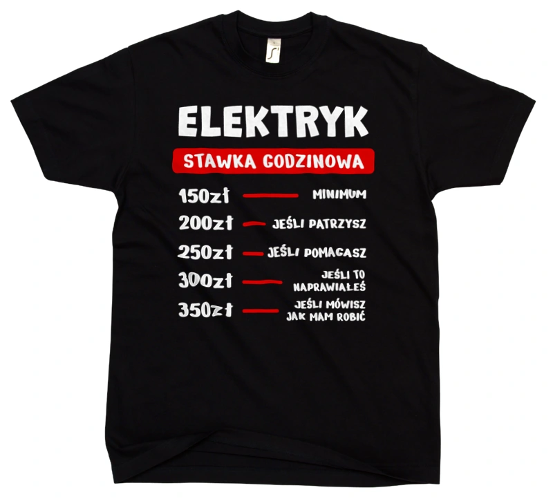 Stawka Godzinowa Elektryk - Męska Koszulka Czarna