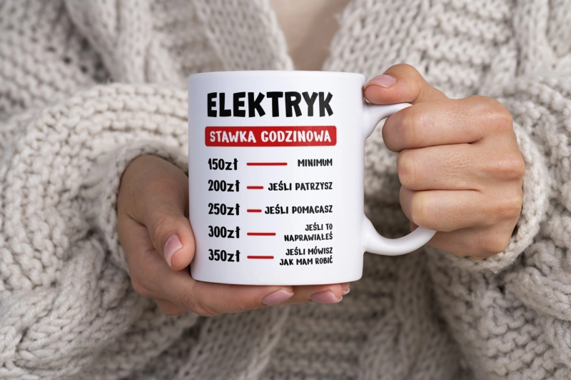 Stawka Godzinowa Elektryk - Kubek Biały