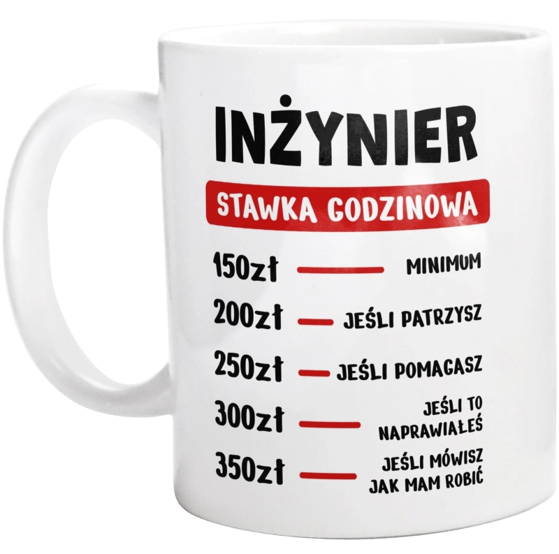 Stawka Godzinowa Inżynier - Kubek Biały