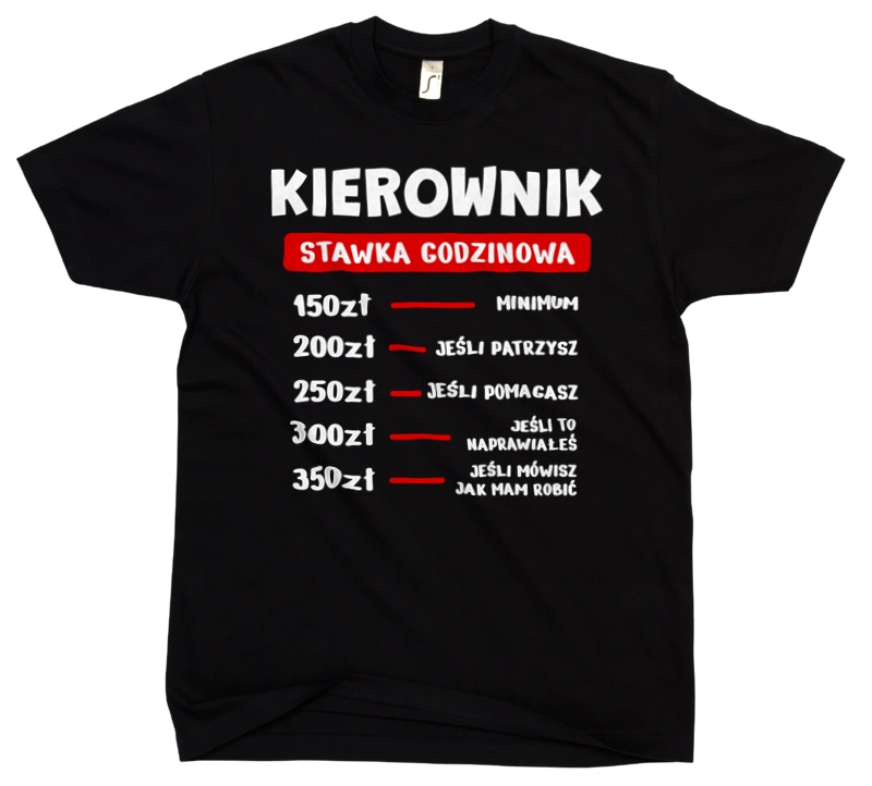 Stawka Godzinowa Kierownik - Męska Koszulka Czarna