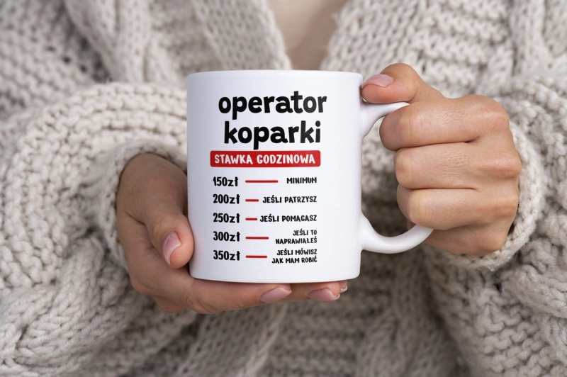 Stawka Godzinowa Operator Koparki - Kubek Biały