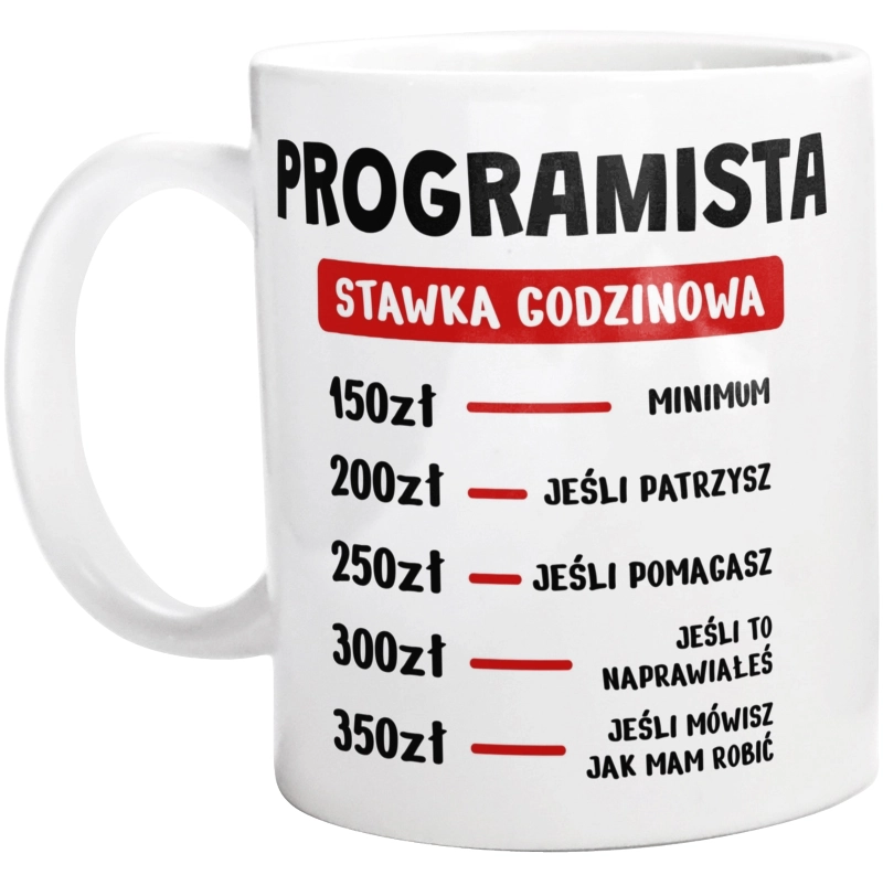 Stawka Godzinowa Programista - Kubek Biały