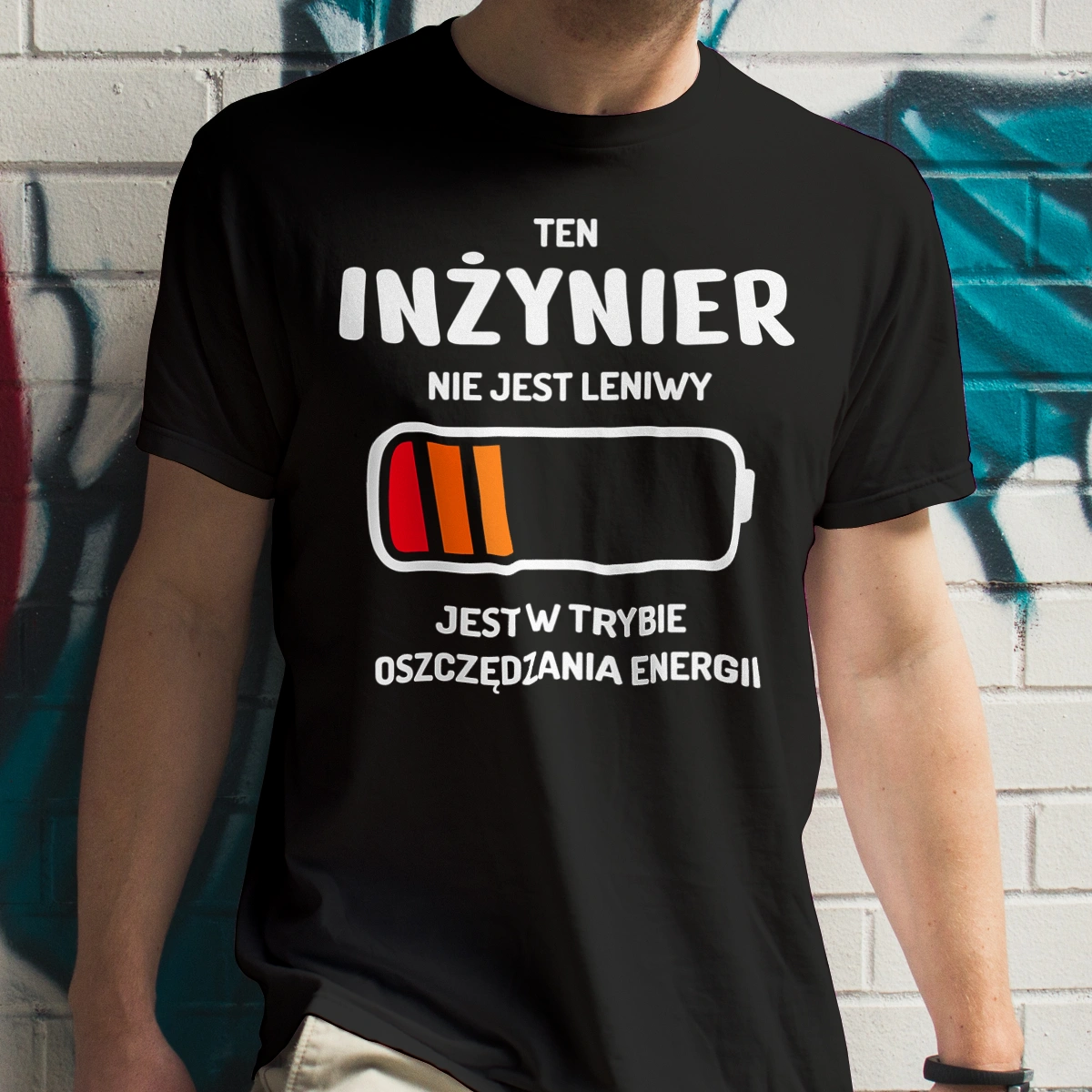 Nie Leniwy Inżynier - Męska Koszulka Czarna