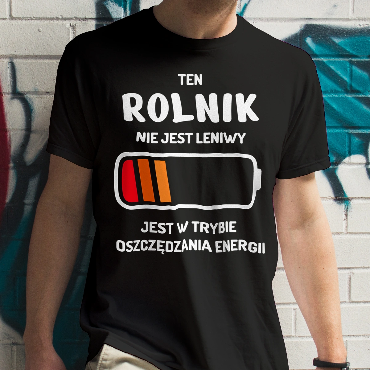 Nie Leniwy Rolnik - Męska Koszulka Czarna