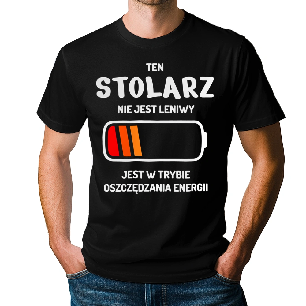 Nie Leniwy Stolarz - Męska Koszulka Czarna