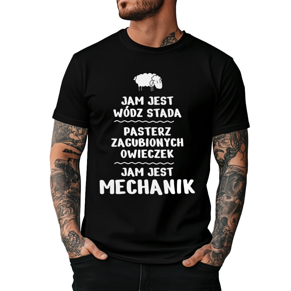 Jam Jest Mechanik Wódz Stada - Męska Koszulka Czarna