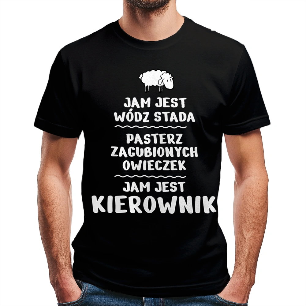 Jam Jest Kierownik Wódz Stada - Męska Koszulka Czarna