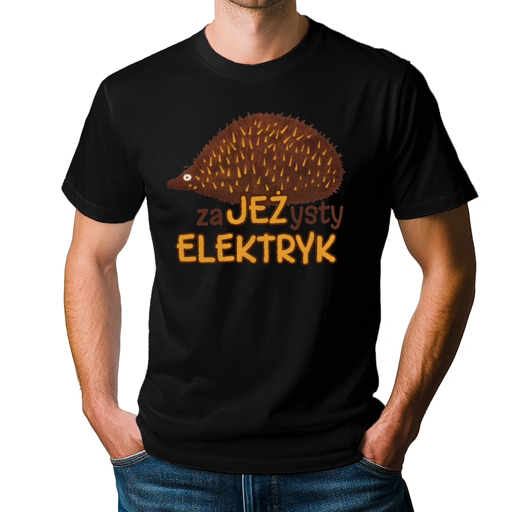 Zajeżysty Elektryk Jeż Super - Męska Koszulka Czarna