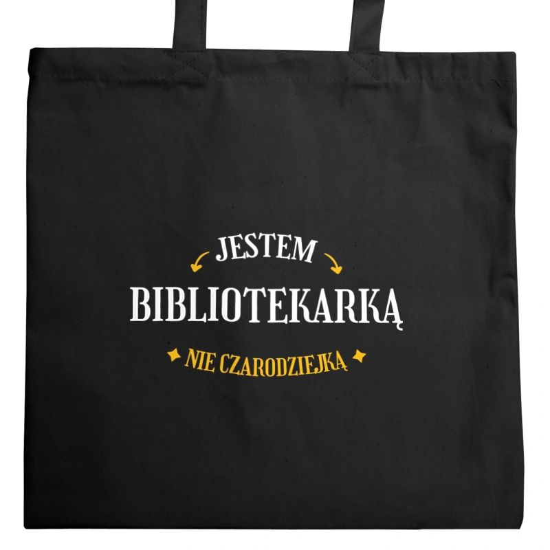 Jestem bibliotekarką nie czarodziejką - Torba Na Zakupy Czarna