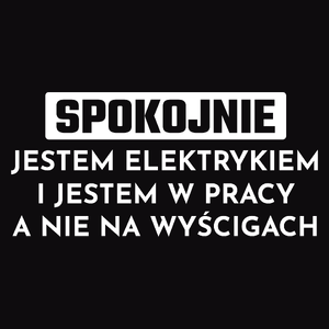 Elektryk W Pracy A Nie Na Wyścigach - Męska Koszulka Czarna